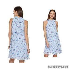 New Women's ELLE Mockneck Bow-Back Chiffon Sleeveless Trapeze Dress P5471